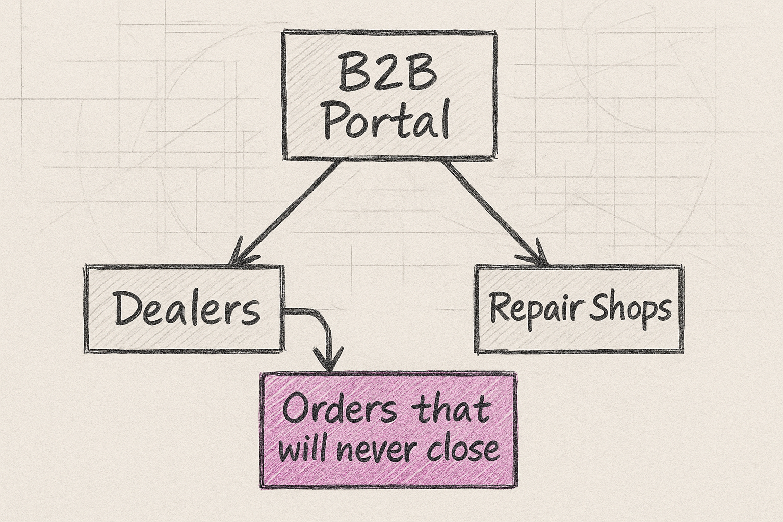 B2B portal screen showing a completed cart with a credit limit warning surfaced too late in the buying process